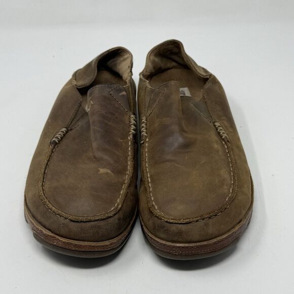 OluKai Moloa Shoes Mens 10 Brown Leather Slip On Moc Toe Casual Loafers main image 11